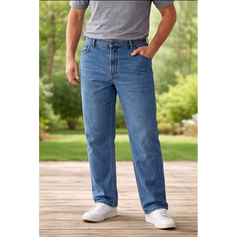 Vintage Duke Haband Jeans 42L Fits 40 +/31 Relaxed Fit w Back Waist Elastic Band